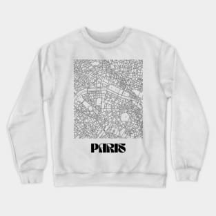 Retro Map of Paris, France Minimalist Line Drawing Crewneck Sweatshirt